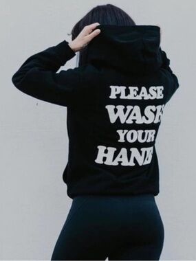 Talentless PLEASE WASH YOUR HANDS Graphic Hoodie Sweatshirt Black